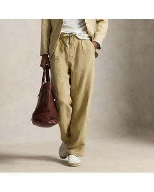 Polo Ralph Lauren Lateef Relaxed Fit Pleated Linen Trouser - Natural