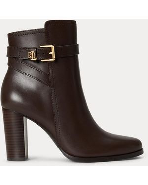 Ralph Lauren Brooke Ii Calfskin Bootie Heel - Brown