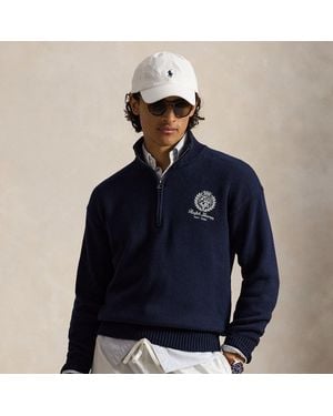 Polo Ralph Lauren Relaxed Fit Cotton Quarter-Zip Jumper - Blue