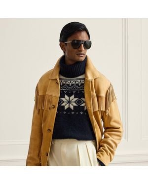 Ralph Lauren Carson Fringe Suede Jacket - Natural