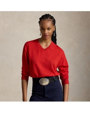Polo Ralph Lauren Wool V-Neck Jumper - Red