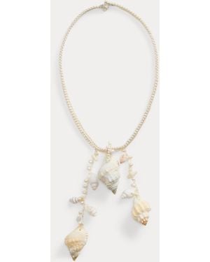 Ralph Lauren Triple-Shell Drop Crochet Necklace - White