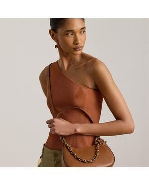 Ralph Lauren Leather Medium Marcy Zip Shoulder Bag - Brown