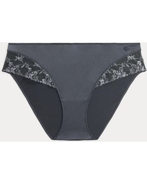 Ralph Lauren Embroidered Mesh & Satin Tap Short Brief - Grey