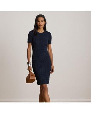 Ralph Lauren Cable-Knit Short-Sleeve Jumper Dress - Blue