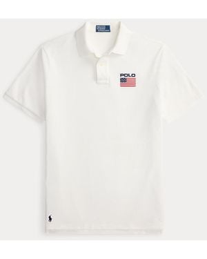 Polo Ralph Lauren Classic-Fit Mesh-Poloshirt Mit Flagge - Weiß