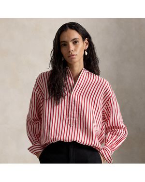 Ralph Lauren Striped Linen-Cotton Shirt - Red