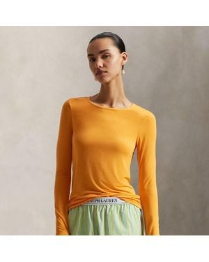 Ralph Lauren Stretch-Blend Long-Sleeve Tee - Orange
