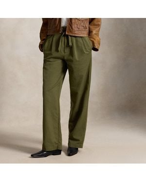 Polo Ralph Lauren Cotton-Linen Notch Pleated Trouser - Green