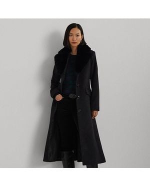 Ralph Lauren Cappotto in misto lana con pelliccia - Nero