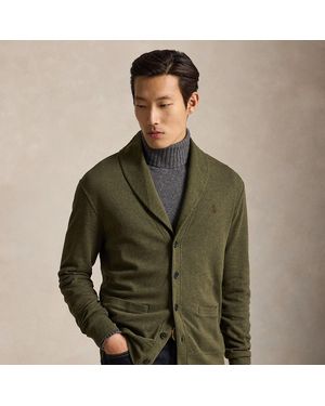 Ralph Lauren Luxury Jersey Shawl-Collar Cardigan - Green