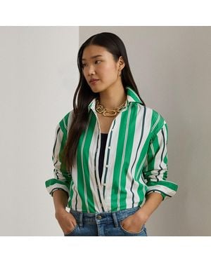 Ralph Lauren Relaxed Fit Striped Broadcloth Shirt - Green