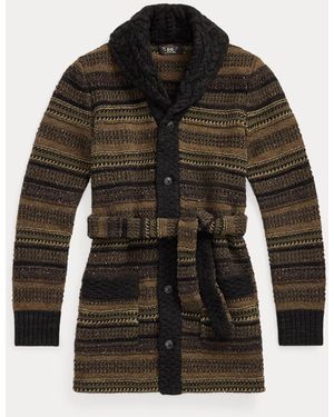 RRL Cárdigan De Mezcla De Lana Con Rayas - Negro