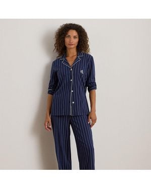 Ralph Lauren Striped Cotton Jersey Sleep Set - Blue