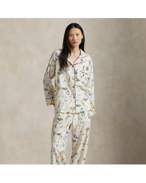 Polo Ralph Lauren Printed Flannel Long-Sleeve Pyjama Set - Natural