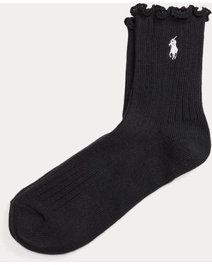 Polo Ralph Lauren Ruffled-Cuff Ankle Socks - Black