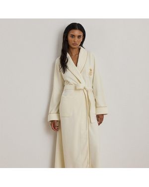 Ralph Lauren Microfleece Long Shawl-Collar Robe - Natural