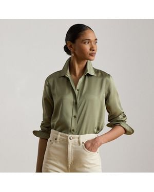 Ralph Lauren Classic Fit Satin Charmeuse Shirt - Green