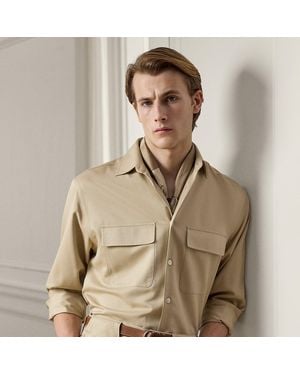 Ralph Lauren Relaxed Fit Silk Trench Shirt - Natural