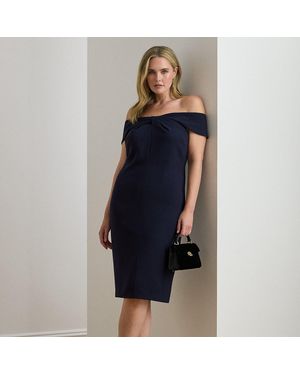 Ralph Lauren Taglie Plus - Abito da cocktail in crêpe ritorto - Blu