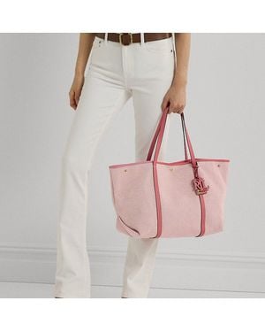 Ralph Lauren Canvas & Leather Large Emerie Tote - Pink