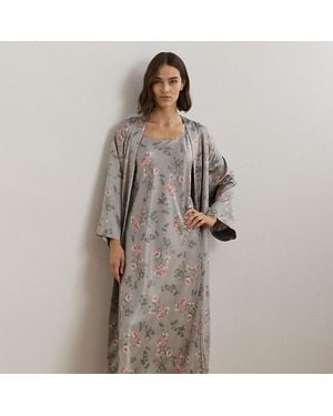 Ralph Lauren Camicia da notte in raso a fiori - Grigio