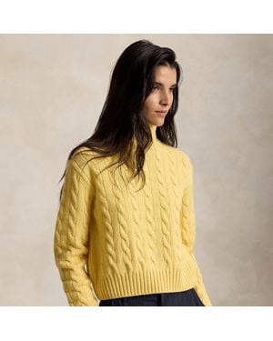 Polo Ralph Lauren Pull Col Roulé Torsadé Laine Cachemire - Jaune