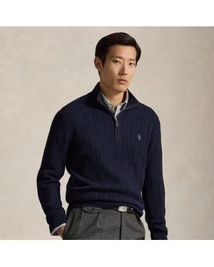 Polo Ralph Lauren Cable-Knit Cotton Mockneck Jumper - Blue