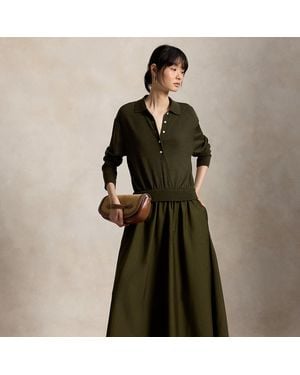 Ralph Lauren Hybrid Knit Polo-Bodice Dress - Green