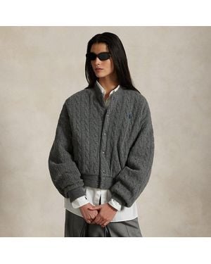 Polo Ralph Lauren Cable-Knit Wool-Cashmere Bomber Jacket - Gray