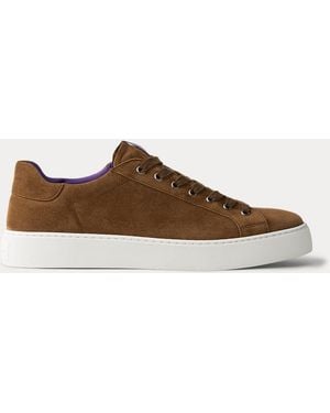 Ralph Lauren Severn Calf-Suede Trainer - Brown