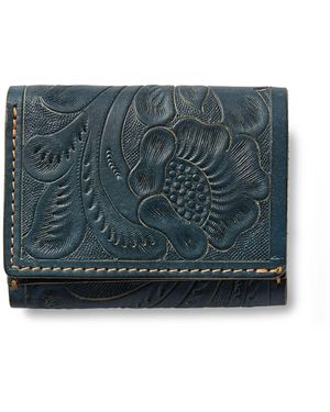 RRL Tooled Indigo Leather Wallet - Blue