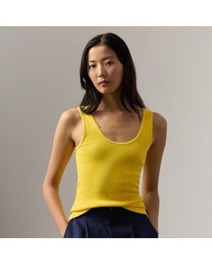 Ralph Lauren Ellis Rib-Knit Cotton-Blend Tank Top - Yellow