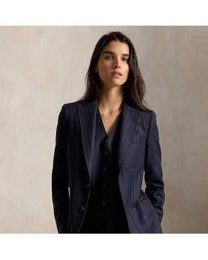 Polo Ralph Lauren Single-Breasted Pinstripe Wool Blazer - Blue