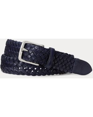 Ralph Lauren Braided Vachetta Leather Belt - Blue