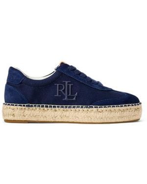 Ralph Lauren Luize Canvas & Suede Espadrille Trainer - Blue