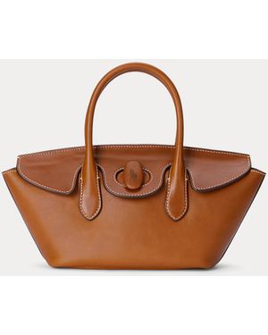 Polo Ralph Lauren Calfskin Turn-lock Satchel - Brown
