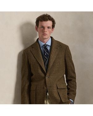 Polo Ralph Lauren The Rl67 Suede-Patch Plaid Tweed Jacket - Green