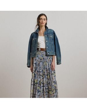 Ralph Lauren Ralph Lauren Floral Crinkle Georgette Tiered Skirt - Blue