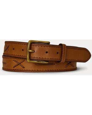 Ralph Lauren Lacing-Detail Leather Belt - Brown