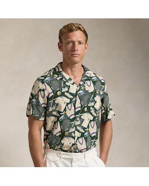 Ralph Lauren Wimbledon Classic Fit Print Camp Shirt - Green