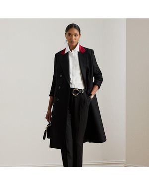 Ralph Lauren Ralph Lauren Two-Tone Double-Breasted Tricotine Coat - Black