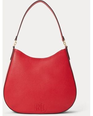 Ralph Lauren Pebbled Leather Large Adley Shoulder Bag - Red