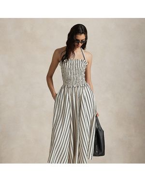 Polo Ralph Lauren Striped Silk-Blend Dress - White