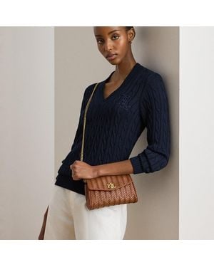 Ralph Lauren Woven Turn-Lock Wristlet Crossbody - Blue