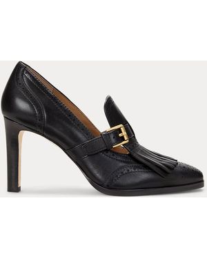 Ralph Lauren Colleen Perforated Leather Kiltie Pump - Black