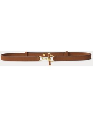 Ralph Lauren Skinny Leather Toggle Belt - Brown