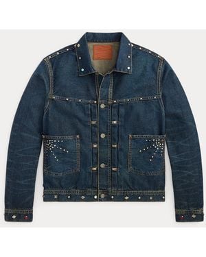 RRL Ridgewood Studded Denim Trucker Jacket - Blue