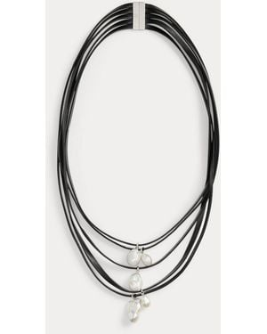 Ralph Lauren Pearl & Leather Multi-Strand Necklace - Metallic