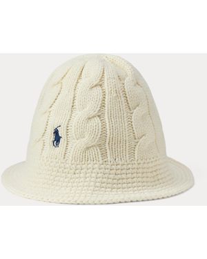 Ralph Lauren Cable-Knit Wool-Blend Bucket Hat - White